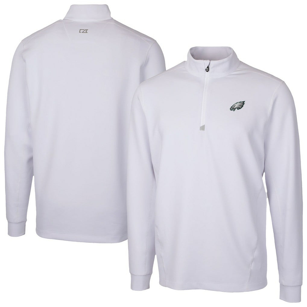 Philadelphia Eagles Cutter & Buck Traverse Stretch Quarter-Zip Top - White - NFL