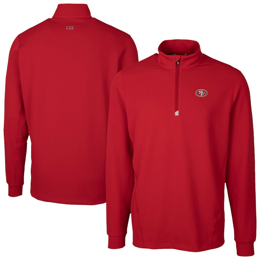 San Francisco 49ers Cutter & Buck Traverse Stretch Quarter-Zip Top - Red - NFL