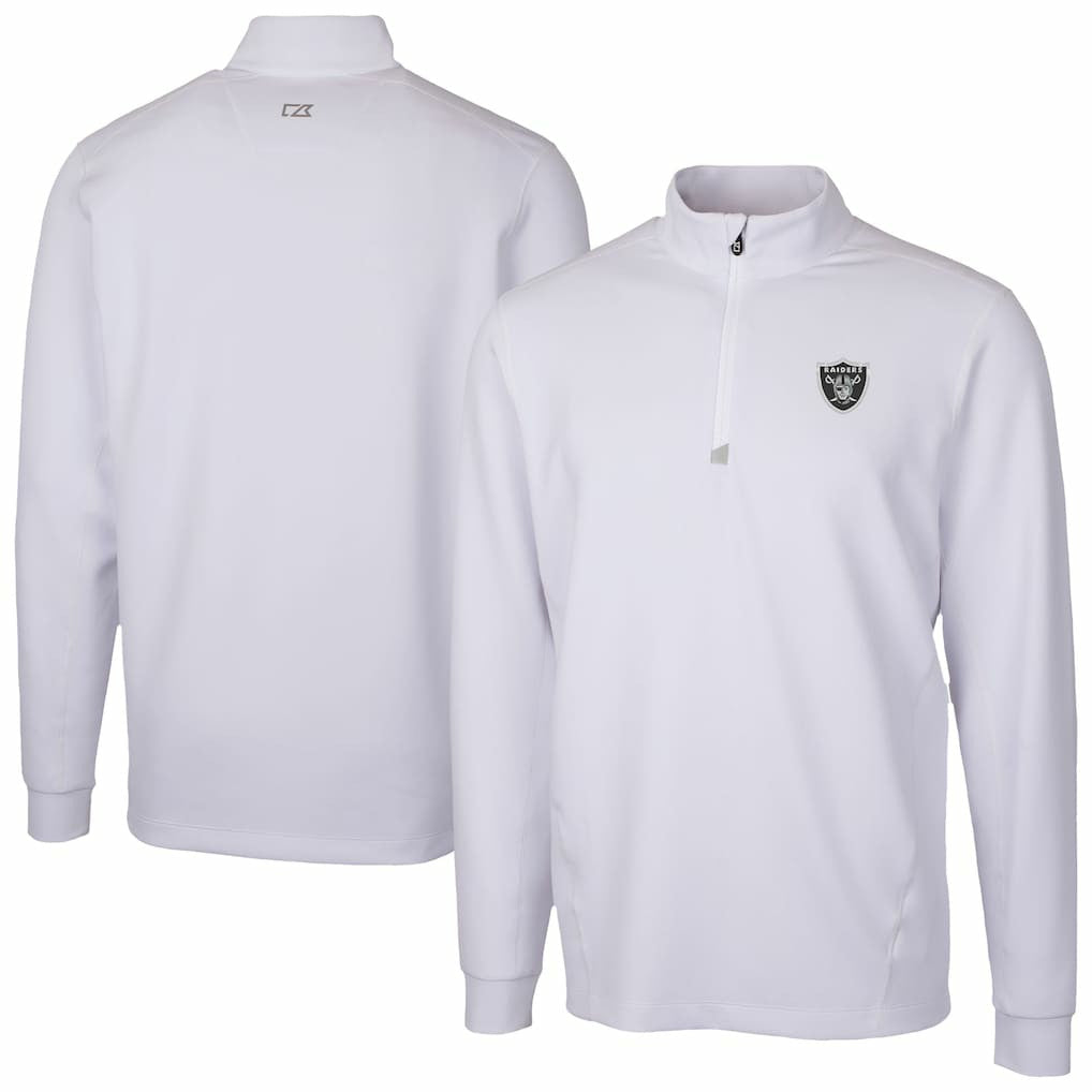 Las Vegas Raiders Cutter & Buck Traverse Stretch Quarter-Zip Top - White - NFL
