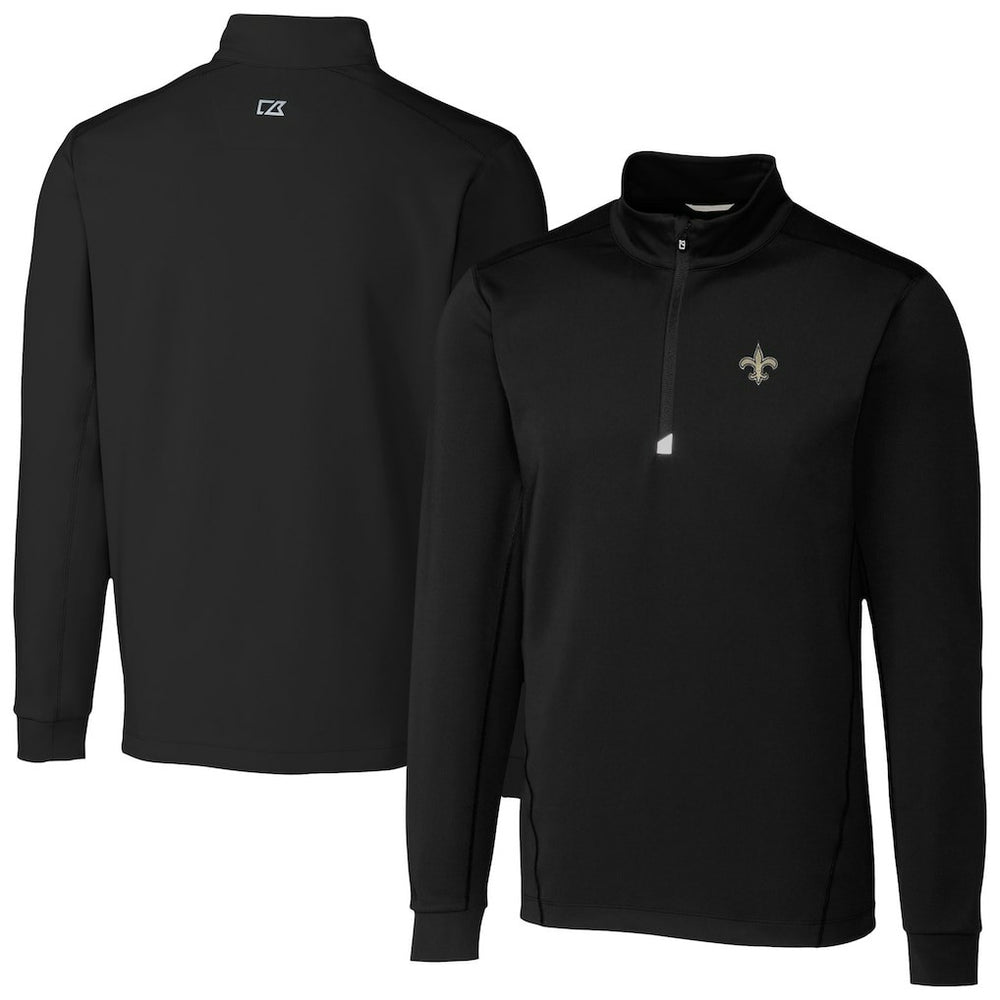 New Orleans Saints Cutter & Buck Traverse Stretch Quarter-Zip Top - Black - NFL