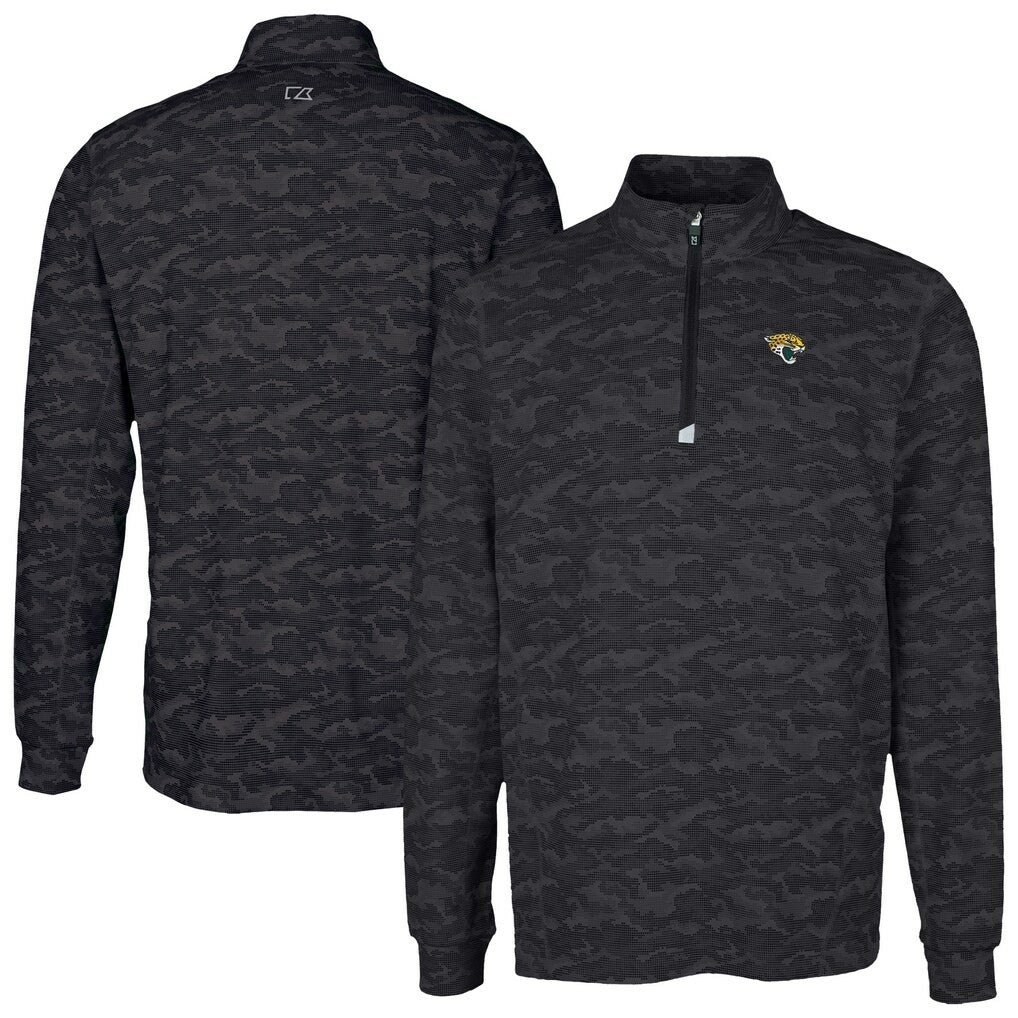 Jacksonville Jaguars Cutter & Buck Traverse Camo Print Stretch Quarter-Zip Top - Black - NFL