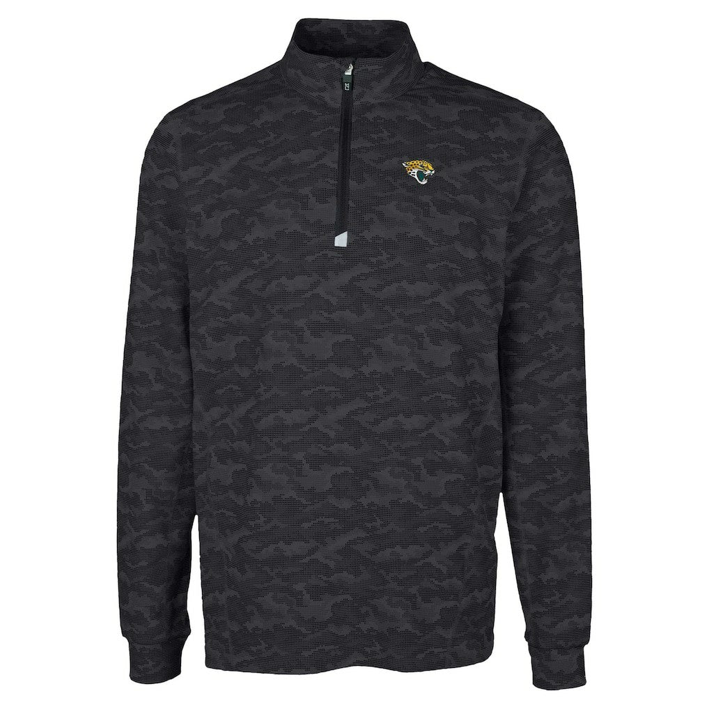 Jacksonville Jaguars Cutter & Buck Traverse Camo Print Stretch Quarter-Zip Top - Black - NFL