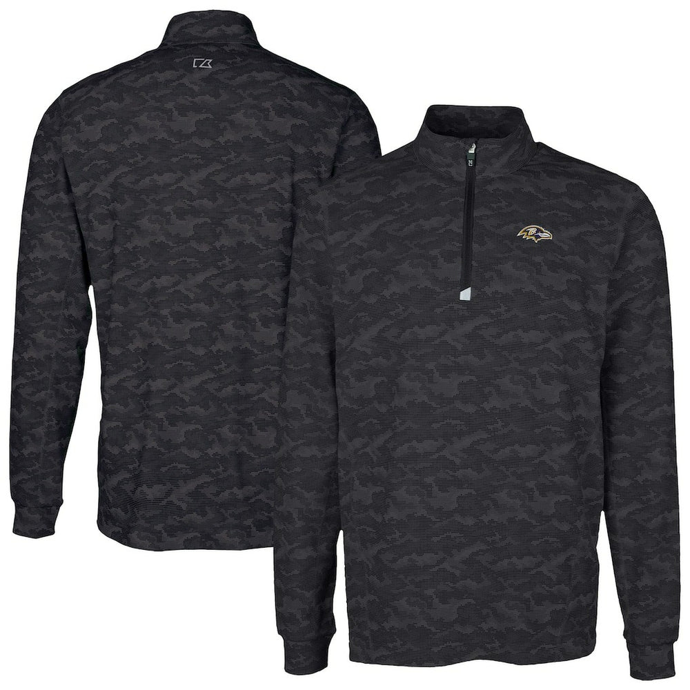 Baltimore Ravens Cutter & Buck Traverse Camo Print Stretch Quarter-Zip Top - Black - NFL