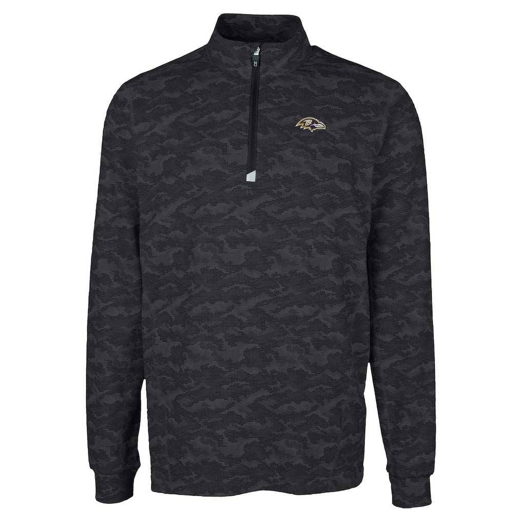 Baltimore Ravens Cutter & Buck Traverse Camo Print Stretch Quarter-Zip Top - Black - NFL