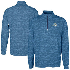 Miami Dolphins Cutter & Buck Traverse Camo Print Stretch Quarter-Zip Top - Navy - NFL