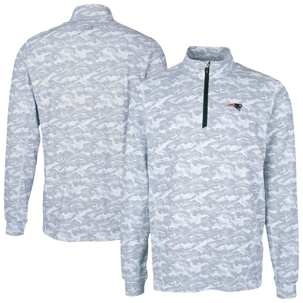 New England Patriots Cutter & Buck Traverse Camo Print Stretch Quarter-Zip Top - Charcoal - NFL