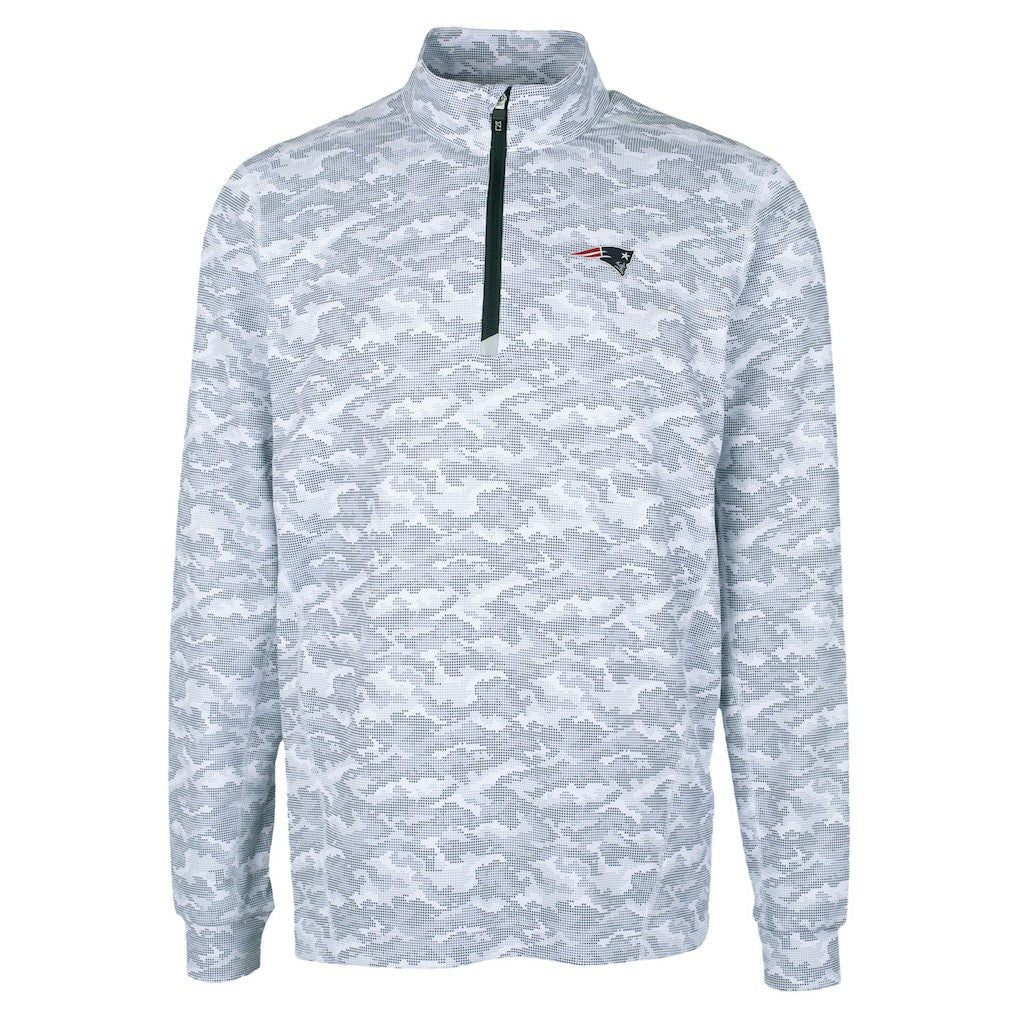 New England Patriots Cutter & Buck Traverse Camo Print Stretch Quarter-Zip Top - Charcoal - NFL