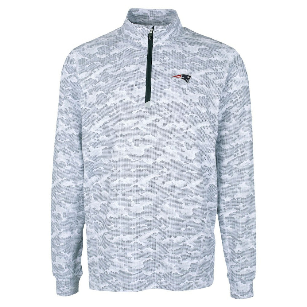 New England Patriots Cutter & Buck Traverse Camo Print Stretch Quarter-Zip Top - Charcoal - NFL