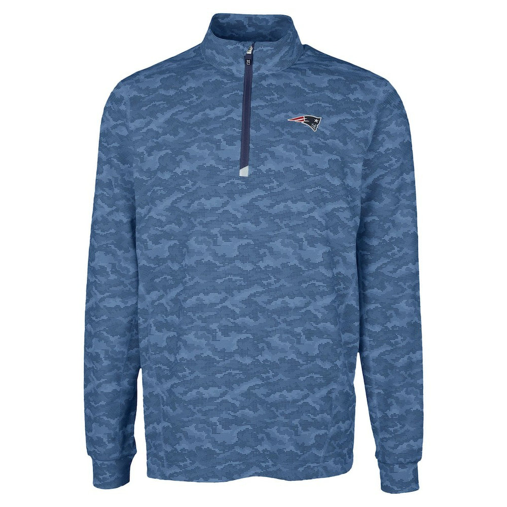 New England Patriots Cutter & Buck Traverse Camo Print Stretch Quarter-Zip Top - Navy - NFL