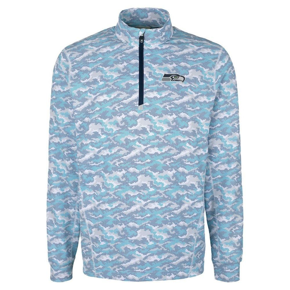Seattle Seahawks Cutter & Buck Traverse Camo Print Stretch Quarter-Zip Top - Navy - NFL