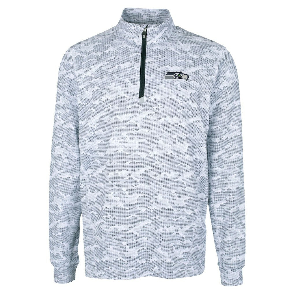 Seattle Seahawks Cutter & Buck Traverse Camo Print Stretch Quarter-Zip Top - Charcoal - NFL