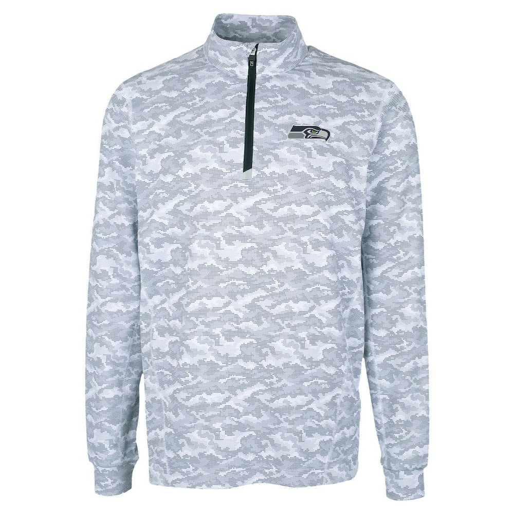 Seattle Seahawks Cutter & Buck Traverse Camo Print Stretch Quarter-Zip Top - Charcoal - NFL