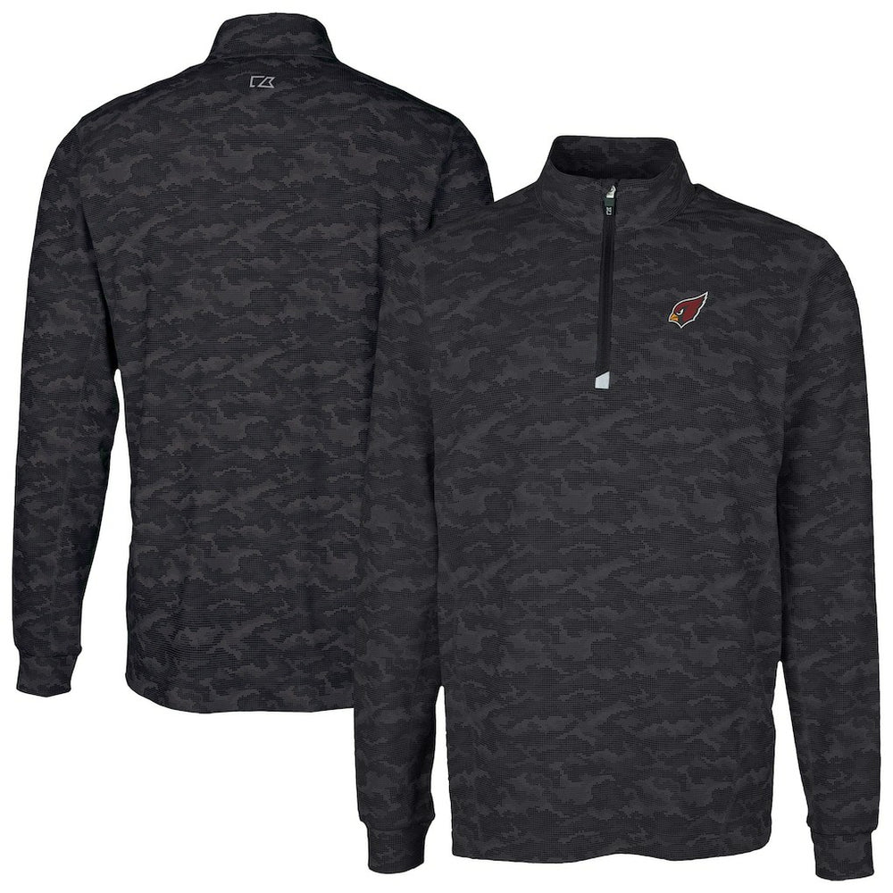 Arizona Cardinals Cutter & Buck Traverse Camo Print Stretch Quarter-Zip Top - Black - NFL