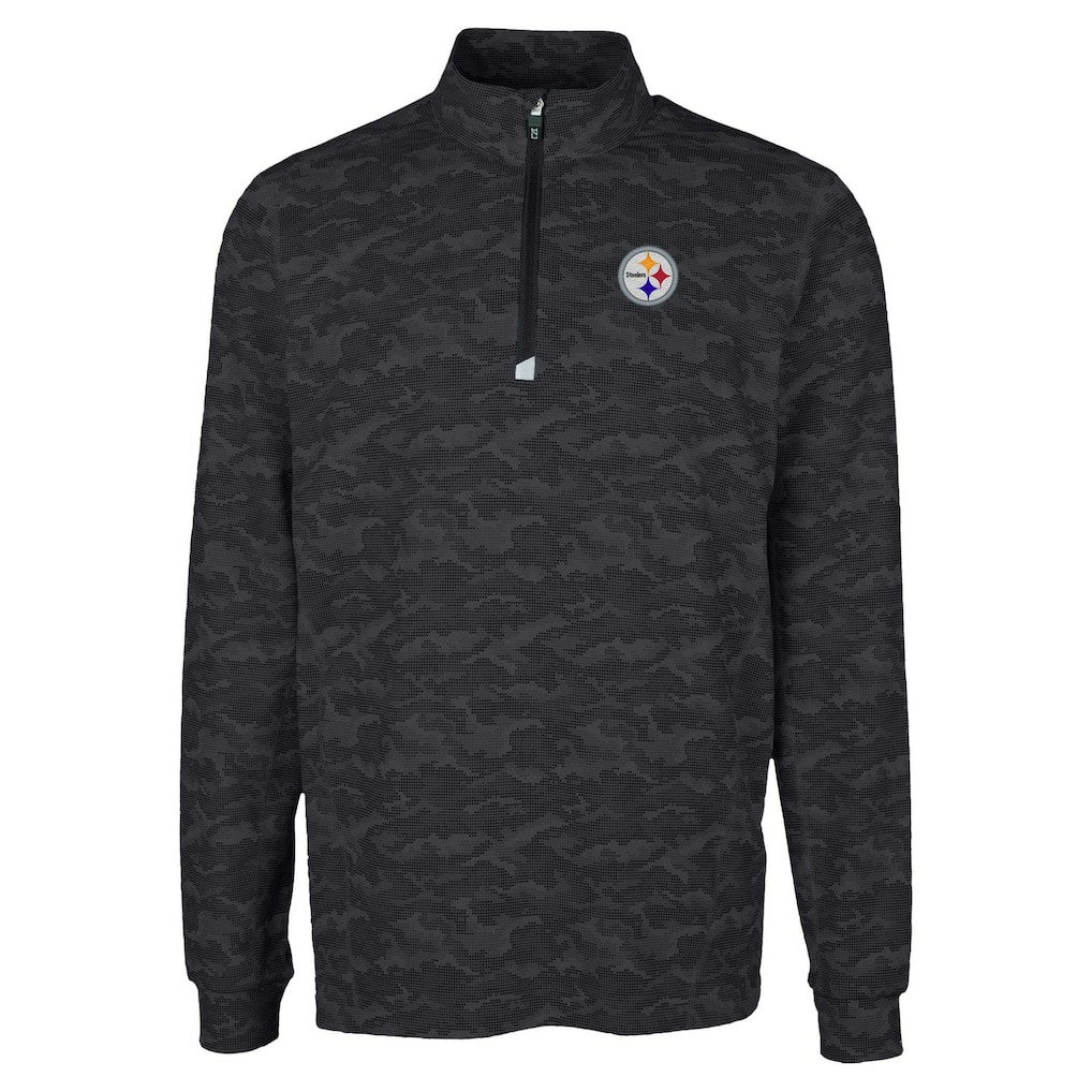 Pittsburgh Steelers Cutter & Buck Traverse Camo Print Stretch Quarter-Zip Top - Black - NFL