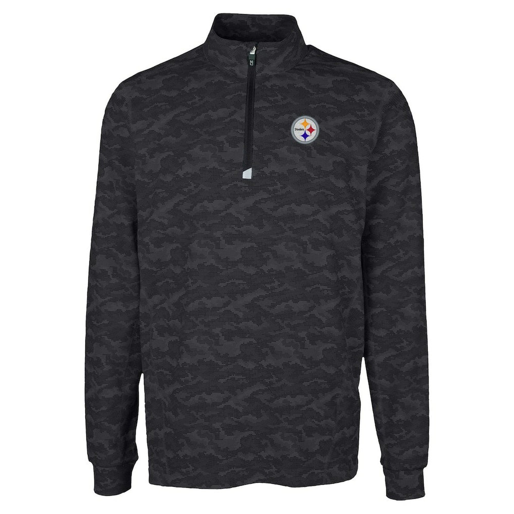 Pittsburgh Steelers Cutter & Buck Traverse Camo Print Stretch Quarter-Zip Top - Black - NFL