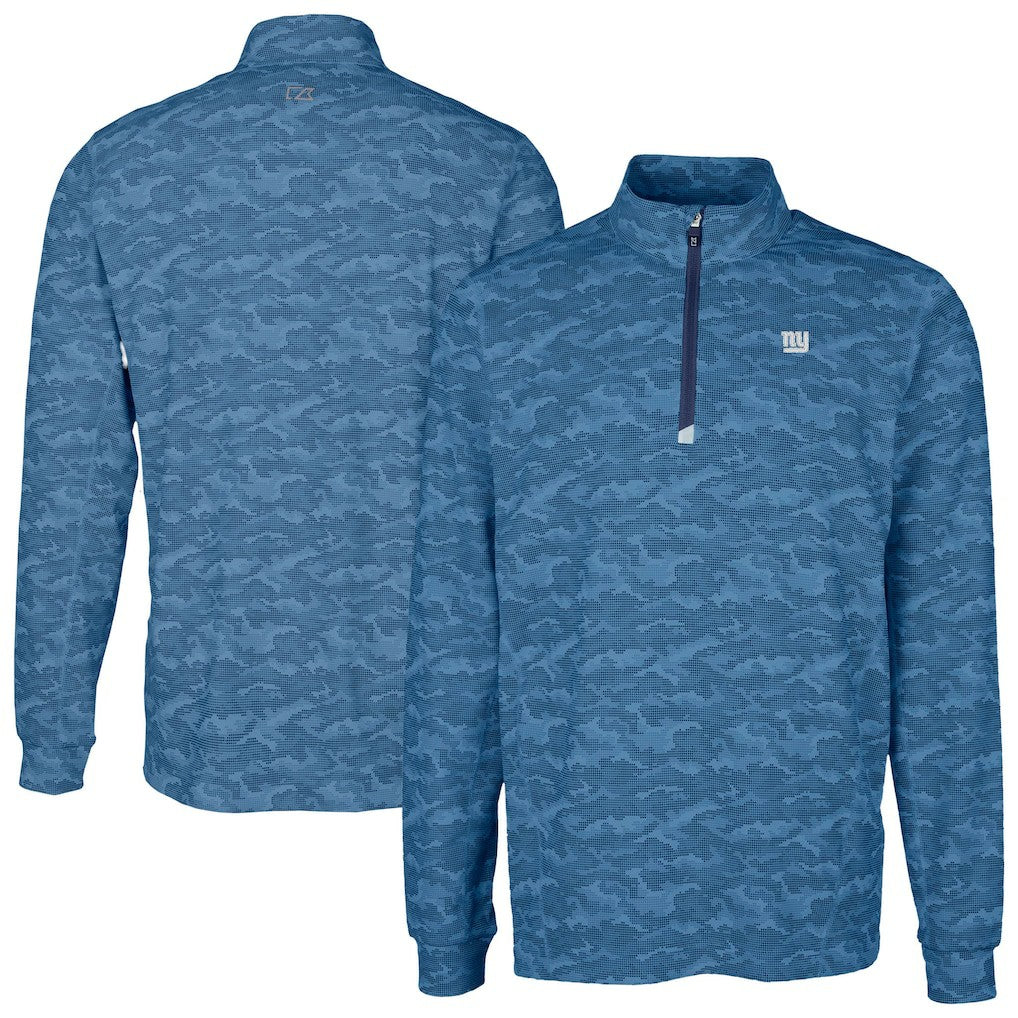 New York Giants Cutter & Buck Traverse Camo Print Stretch Quarter-Zip Top - Navy - NFL