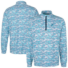 Detroit Lions Cutter & Buck Traverse Camo Print Stretch Quarter-Zip Pullover Top - Blue - NFL