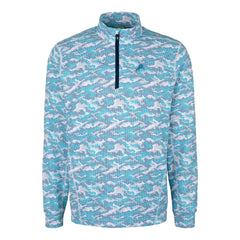 Detroit Lions Cutter & Buck Traverse Camo Print Stretch Quarter-Zip Pullover Top - Blue - NFL