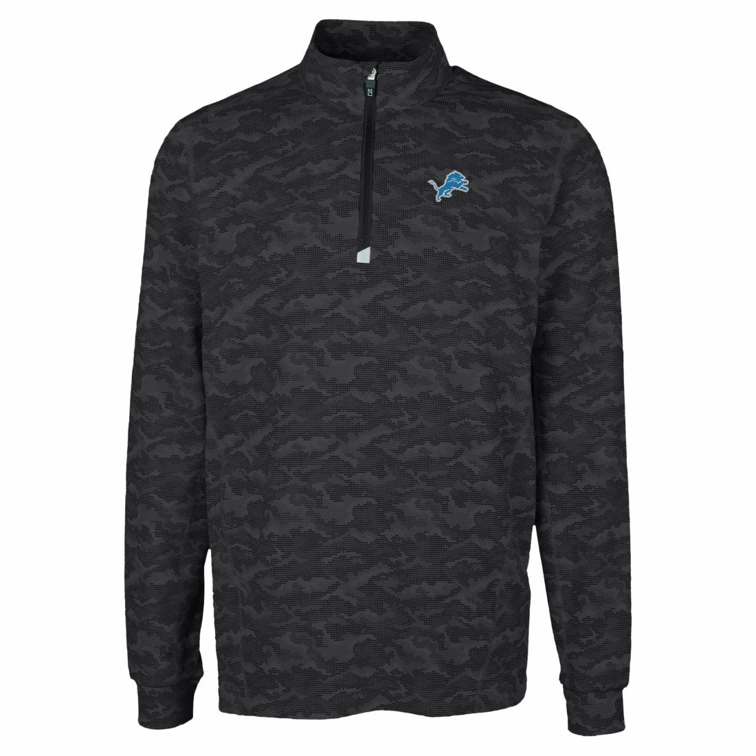 Detroit Lions Cutter & Buck Traverse Camo Print Stretch Quarter-Zip Top - Black - NFL