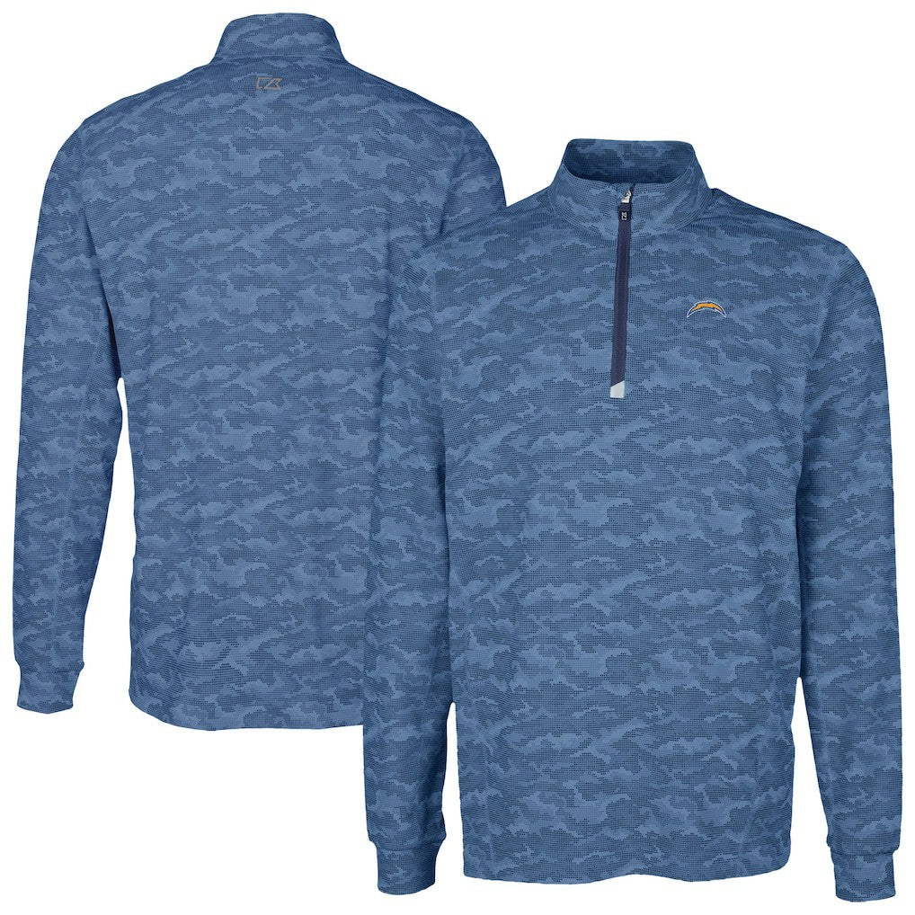 Los Angeles Chargers Cutter & Buck Traverse Camo Print Stretch Quarter-Zip Top - Navy - NFL