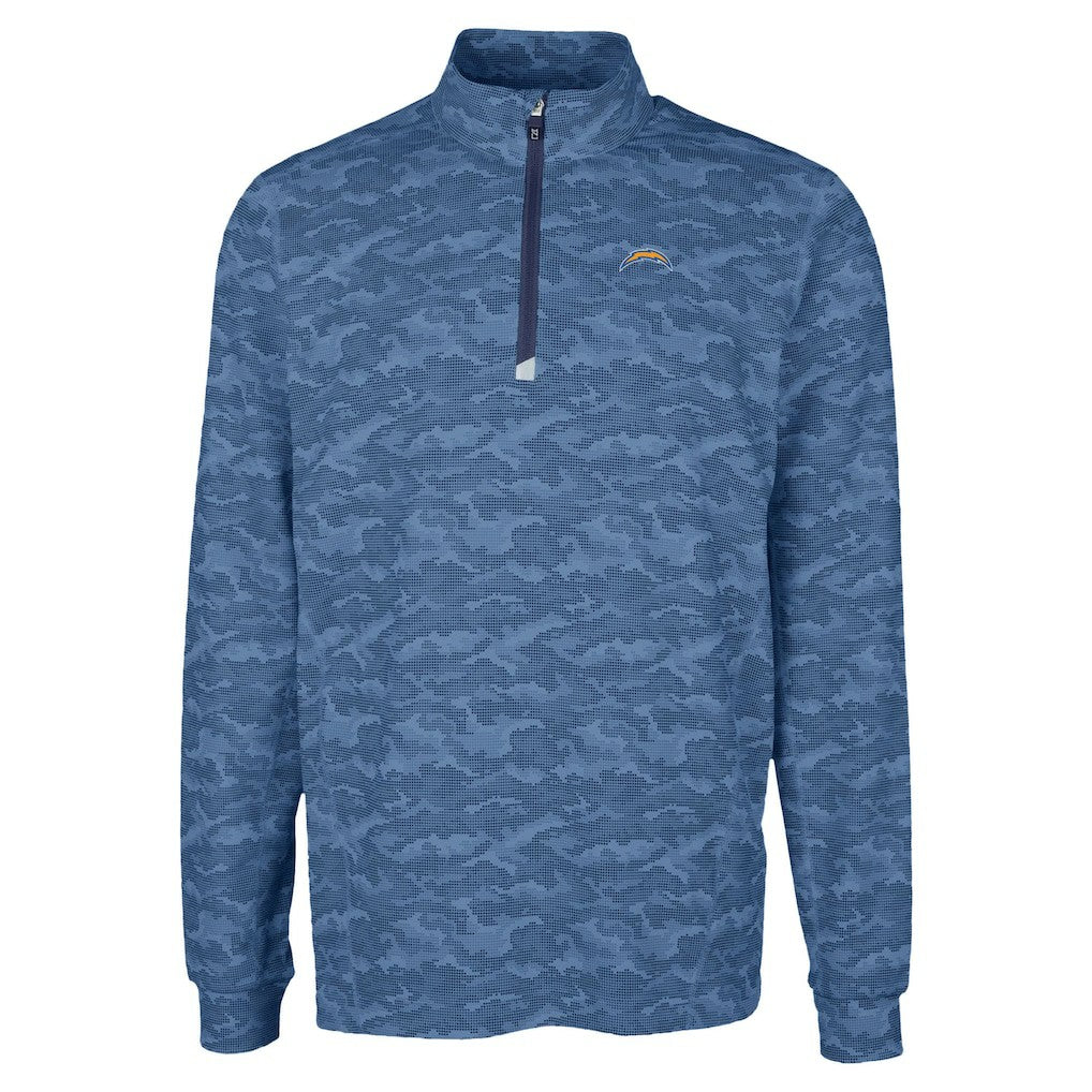 Los Angeles Chargers Cutter & Buck Traverse Camo Print Stretch Quarter-Zip Top - Navy - NFL