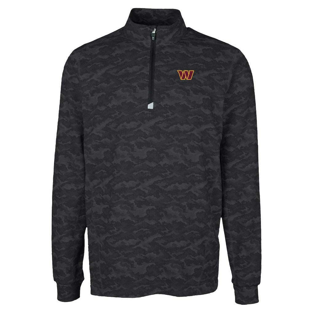 Washington Commanders Cutter & Buck Traverse Camo Print Stretch Quarter-Zip Top - Black - NFL