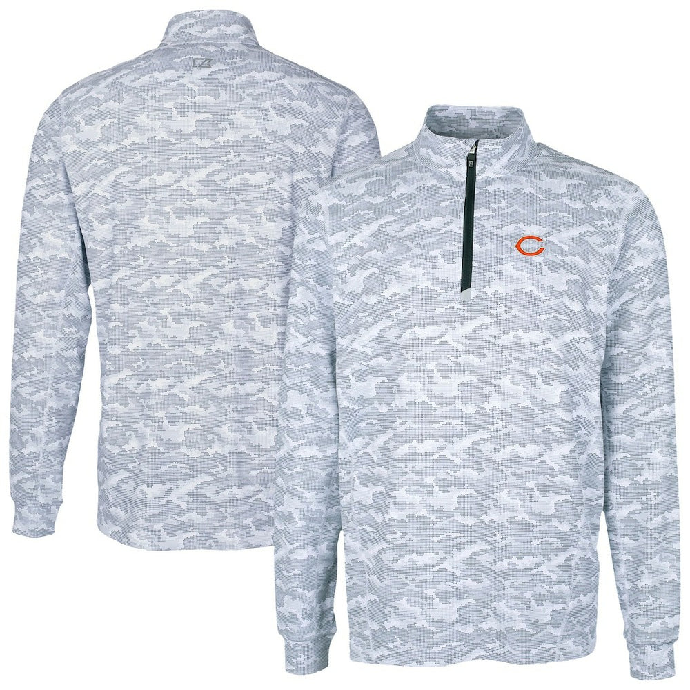 Chicago Bears Cutter & Buck Traverse Camo Print Stretch Quarter-Zip Top - Charcoal - NFL