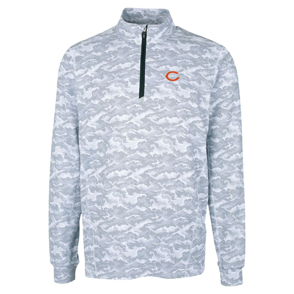 Chicago Bears Cutter & Buck Traverse Camo Print Stretch Quarter-Zip Top - Charcoal - NFL