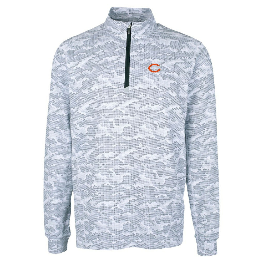 Chicago Bears Cutter & Buck Traverse Camo Print Stretch Quarter-Zip Top - Charcoal - NFL