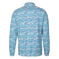 Denver Broncos Cutter & Buck Traverse Camo Print Stretch Quarter-Zip Pullover Top - Blue - NFL