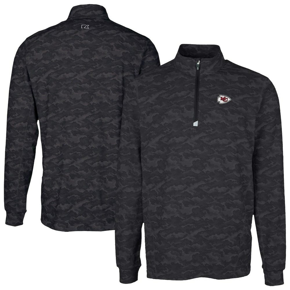 Kansas City Chiefs Cutter & Buck Traverse Camo Print Stretch Quarter-Zip Top - Black - NFL