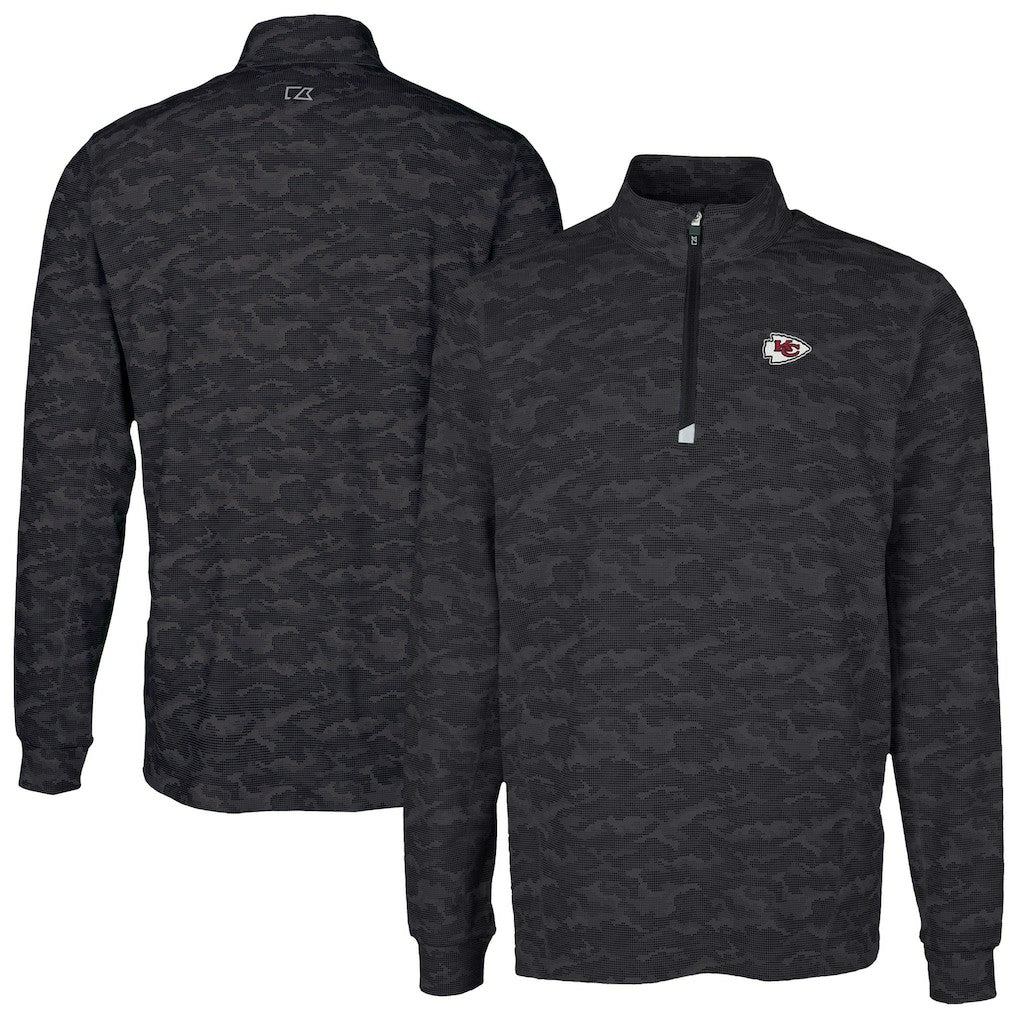 Kansas City Chiefs Cutter & Buck Traverse Camo Print Stretch Quarter-Zip Top - Black - NFL