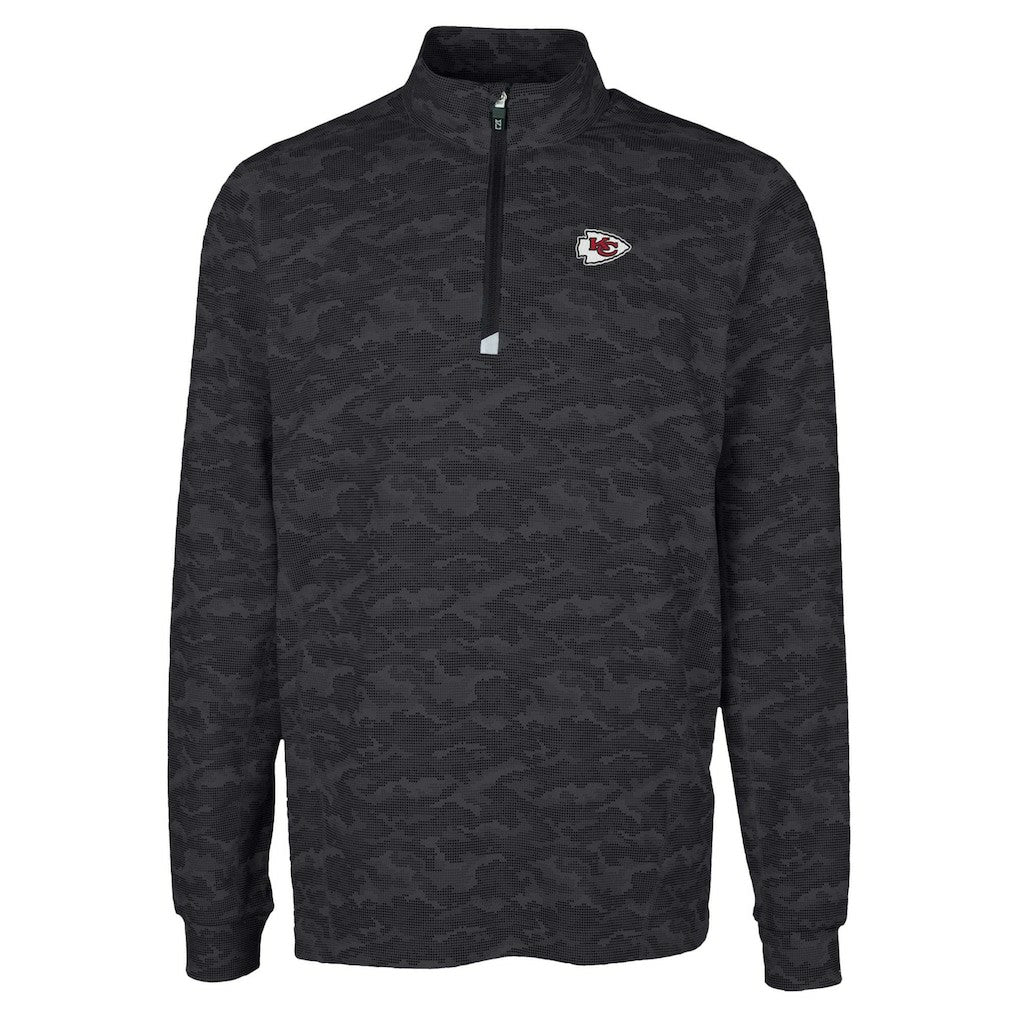 Kansas City Chiefs Cutter & Buck Traverse Camo Print Stretch Quarter-Zip Top - Black - NFL