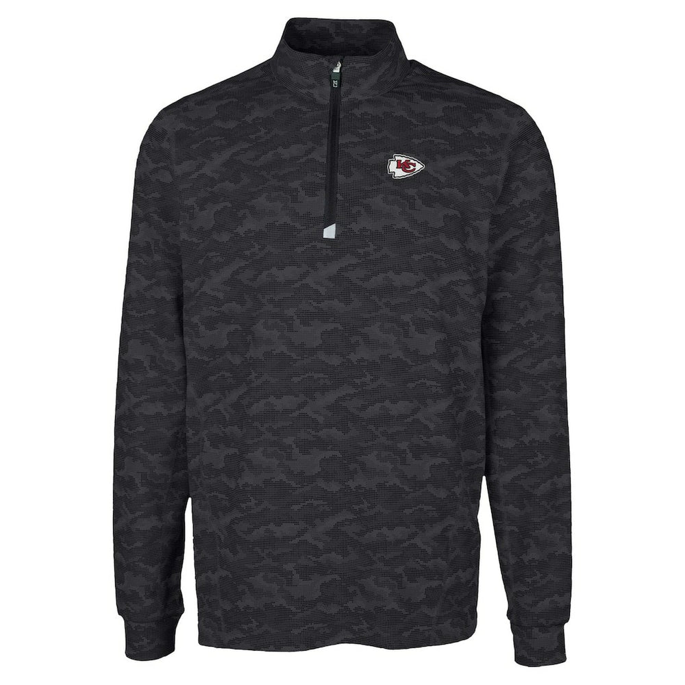 Kansas City Chiefs Cutter & Buck Traverse Camo Print Stretch Quarter-Zip Top - Black - NFL