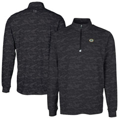 Green Bay Packers Cutter & Buck Traverse Camo Print Stretch Quarter-Zip Top - Black - NFL