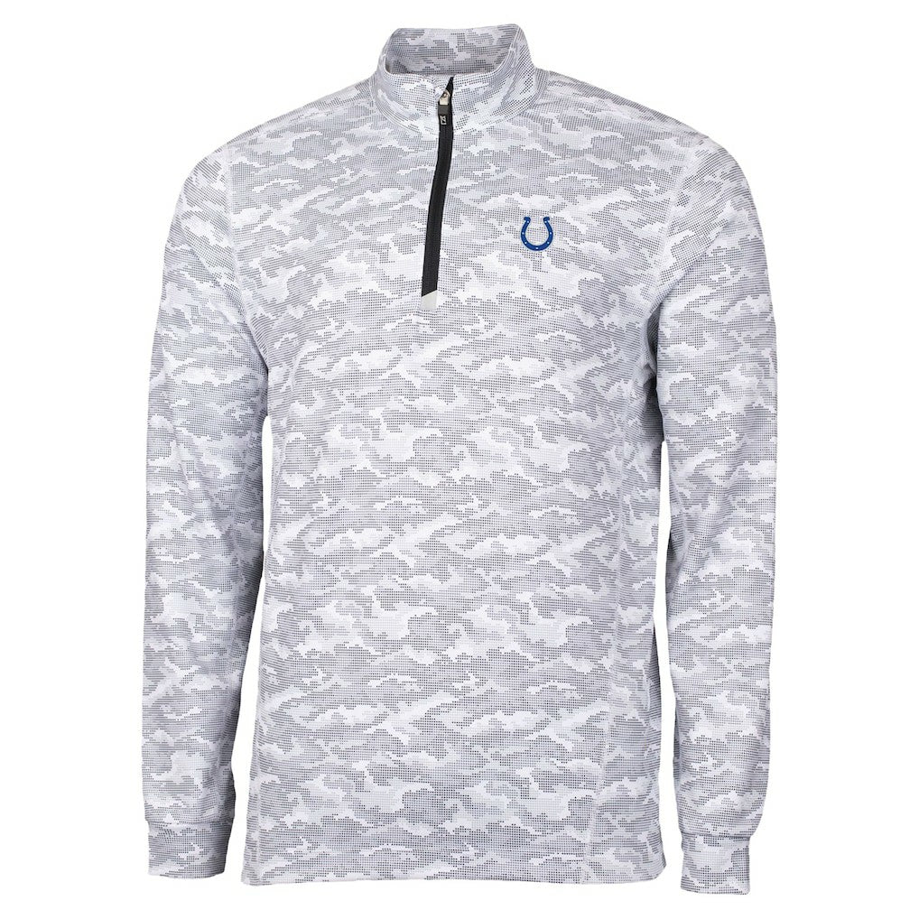 Indianapolis Colts Cutter & Buck Traverse Camo Print Stretch Quarter-Zip Top - Charcoal - NFL