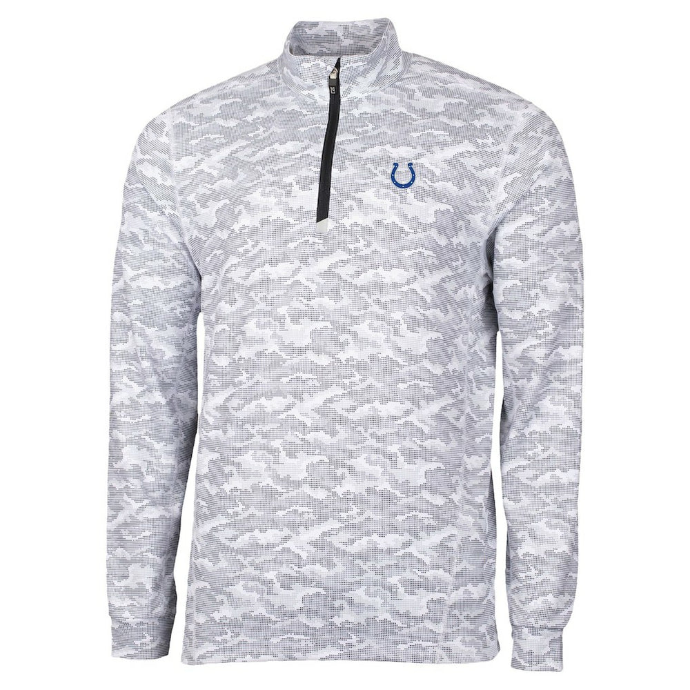 Indianapolis Colts Cutter & Buck Traverse Camo Print Stretch Quarter-Zip Top - Charcoal - NFL