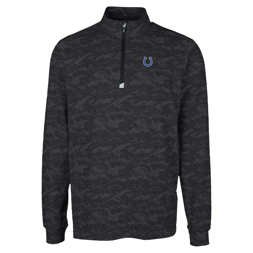 Indianapolis Colts Cutter & Buck Traverse Camo Print Stretch Quarter-Zip Top - Black - NFL