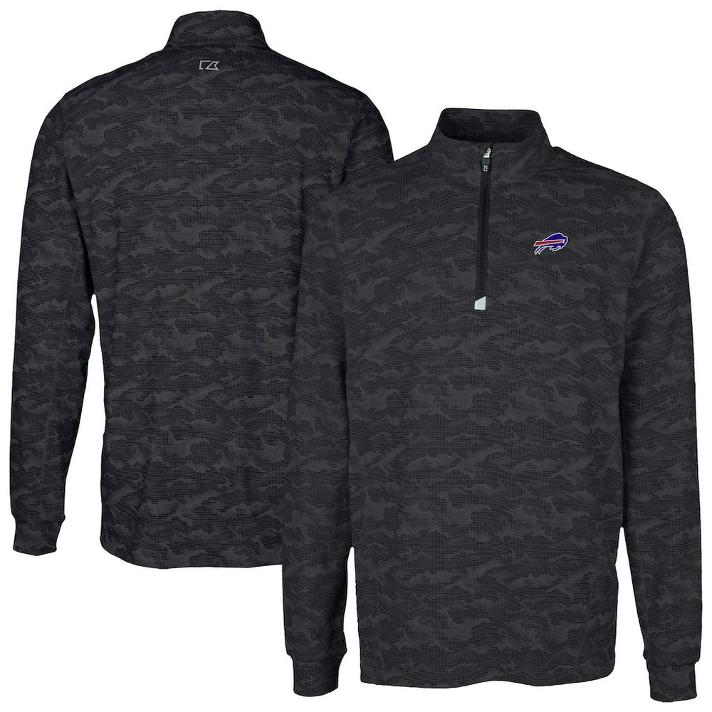 Buffalo Bills Cutter & Buck Traverse Camo Print Stretch Quarter-Zip Top - Black - NFL