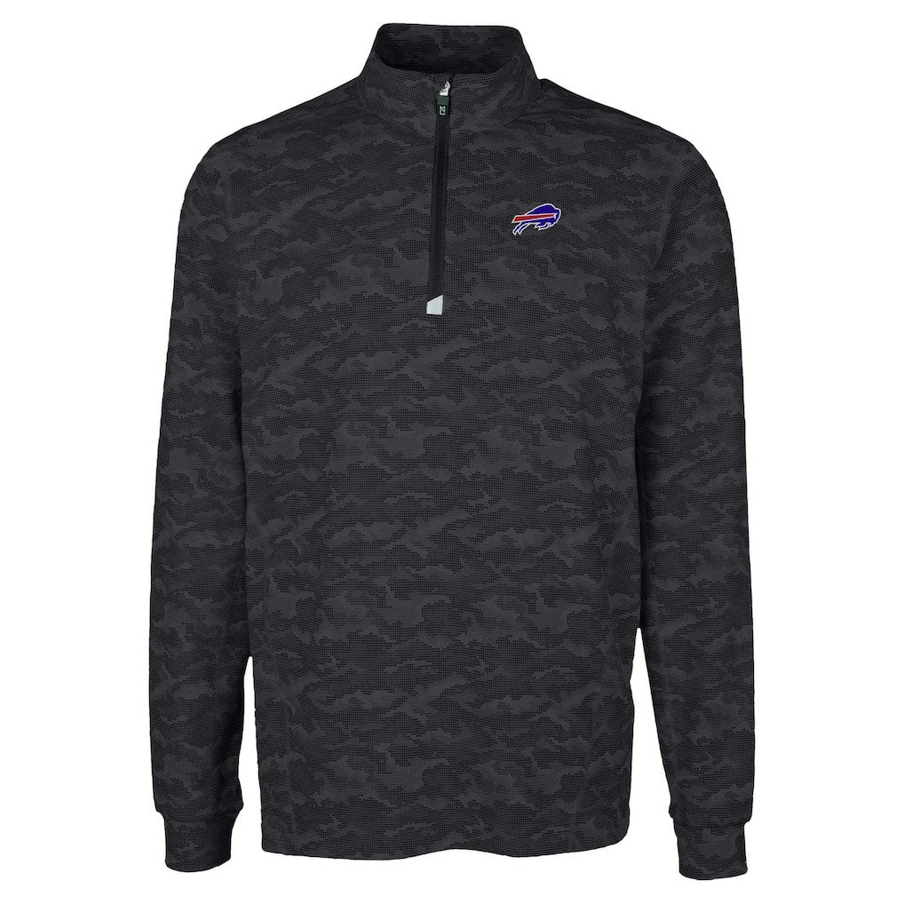 Buffalo Bills Cutter & Buck Traverse Camo Print Stretch Quarter-Zip Top - Black - NFL