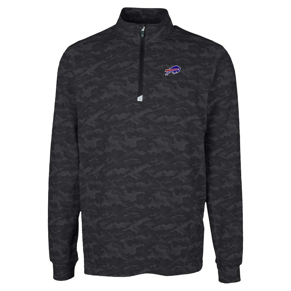 Buffalo Bills Cutter & Buck Traverse Camo Print Stretch Quarter-Zip Top - Black - NFL