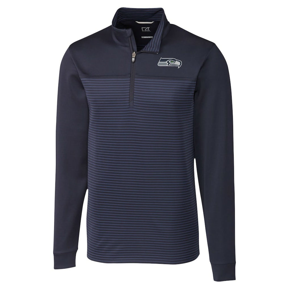 Seattle Seahawks Cutter & Buck Traverse Stripe Stretch DryTec Quarter-Zip Top - Navy - NFL