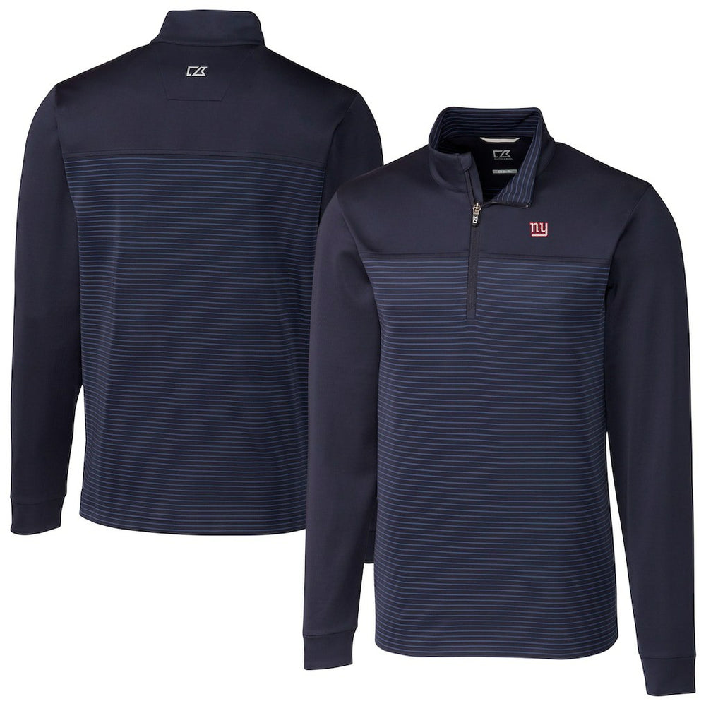 New York Giants Cutter & Buck Traverse Stripe Stretch DryTec Quarter-Zip Top - Navy - NFL