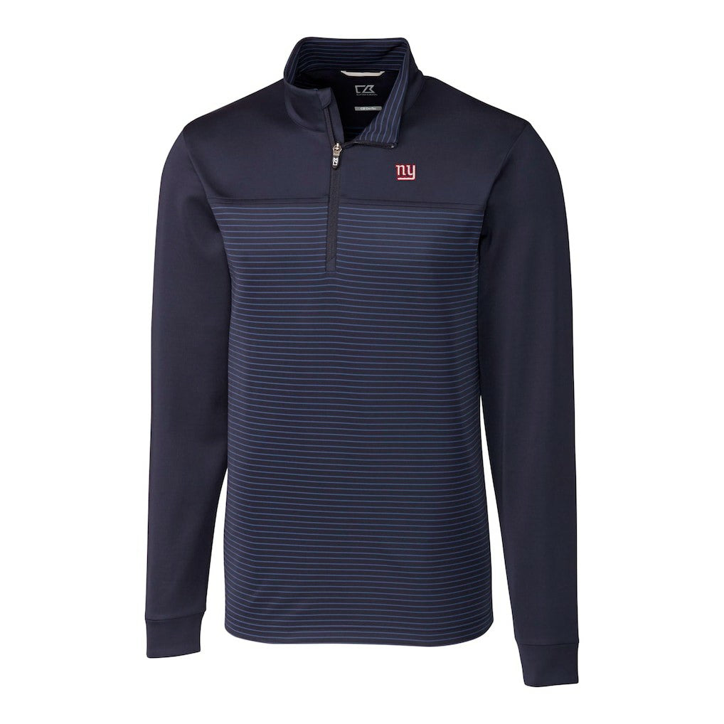 New York Giants Cutter & Buck Traverse Stripe Stretch DryTec Quarter-Zip Top - Navy - NFL