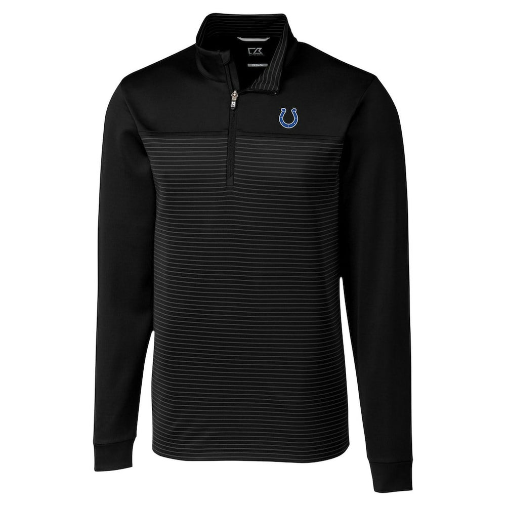 Indianapolis Colts Cutter & Buck Traverse Stripe Stretch DryTec Quarter-Zip Top - Black - NFL