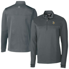 Minnesota Vikings Cutter & Buck Traverse Stripe Stretch DryTec Quarter-Zip Top - Gray - NFL