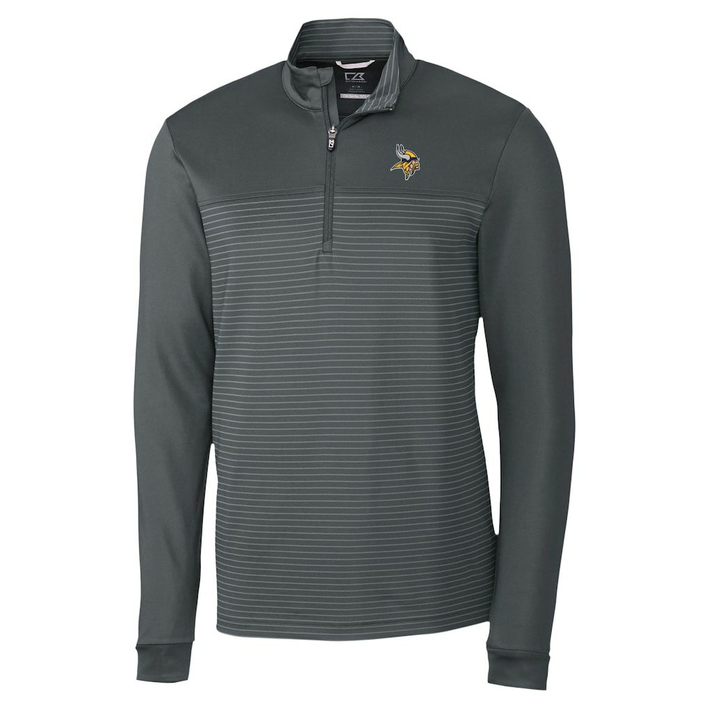 Minnesota Vikings Cutter & Buck Traverse Stripe Stretch DryTec Quarter-Zip Top - Gray - NFL