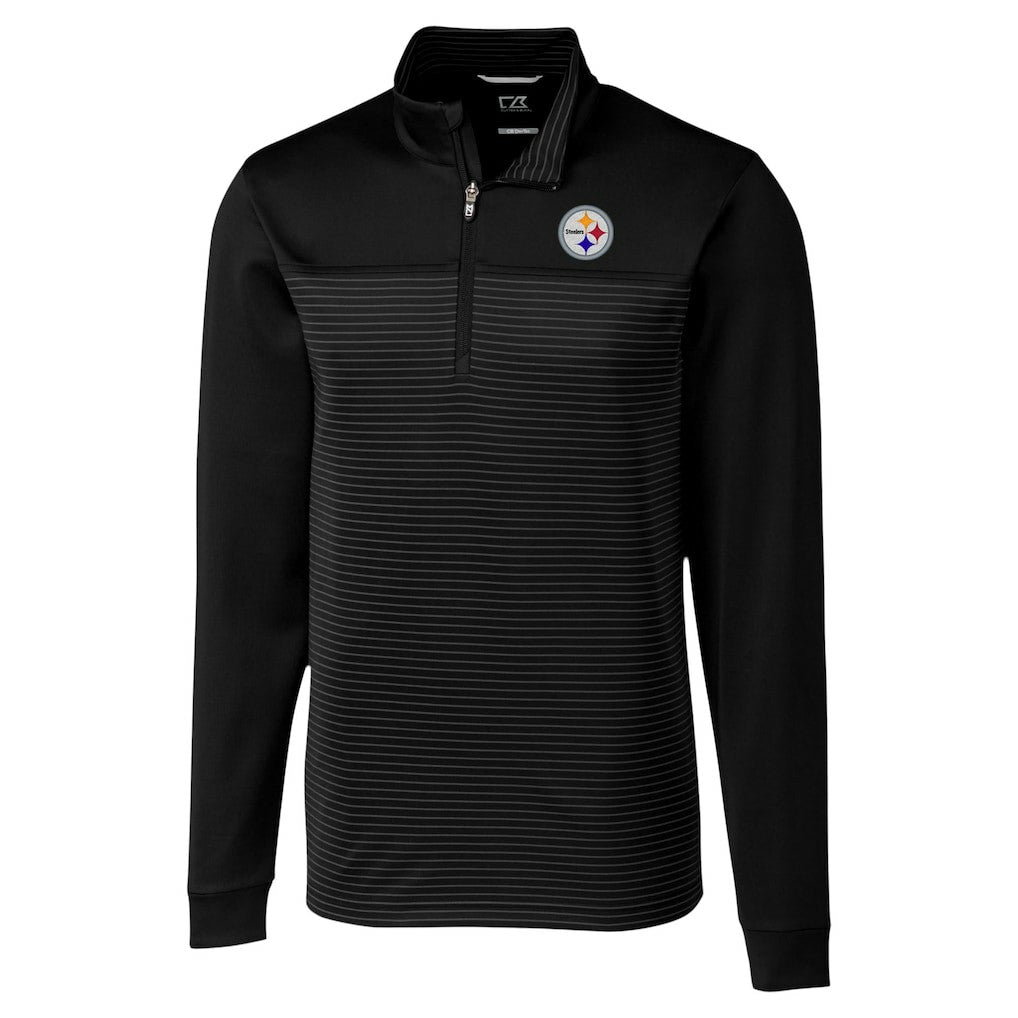 Pittsburgh Steelers Cutter & Buck Traverse Stripe Stretch DryTec Quarter-Zip Top - Black - NFL