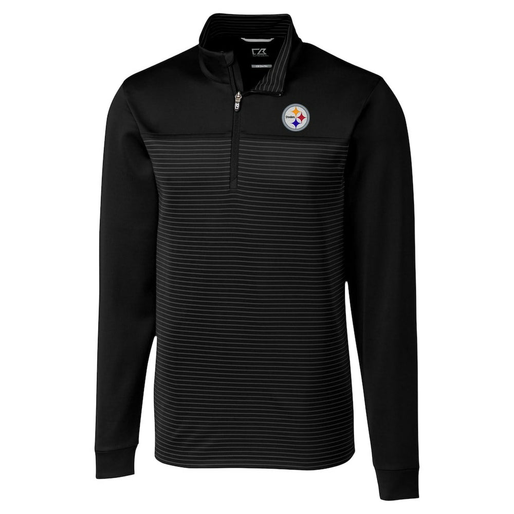 Pittsburgh Steelers Cutter & Buck Traverse Stripe Stretch DryTec Quarter-Zip Top - Black - NFL