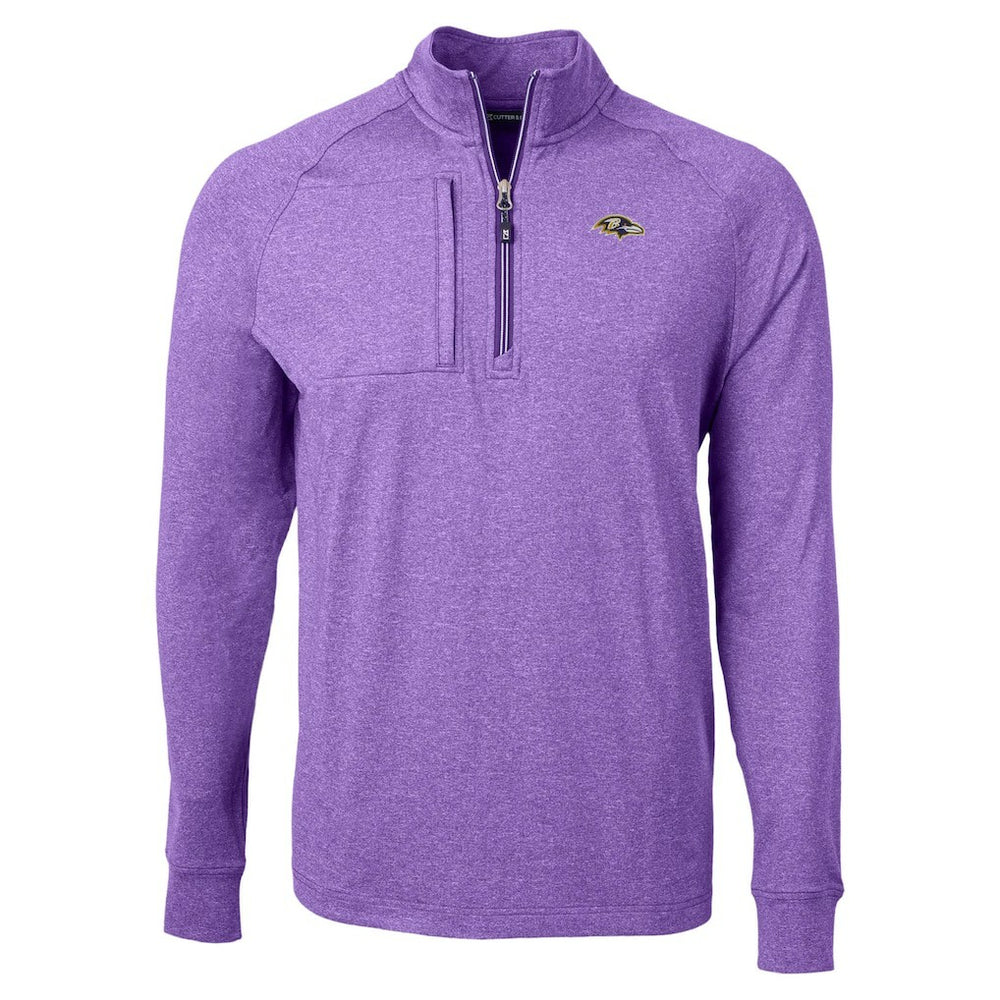 Baltimore Ravens Cutter & Buck Adapt Eco Raglan Quarter-Zip Jacket - Heather Purple - NFL